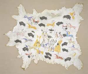 Scenes of Plains Indian Life, n. 1880 (pigmentti hirvennahalla) tekijältä Cotsiogo