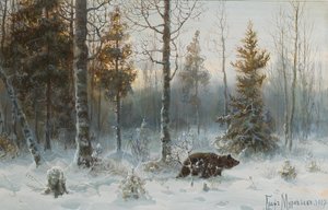 Talvimaisema karhun kanssa, 1907 tekijältä Count Vladimir Leonidovich Muravyov