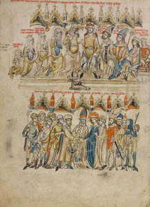 Meranialaisen Berthold IV:n perhe. Hedwigin ja Heinrichin häät, 1353 tekijältä Court workshop of Duke Ludwig I