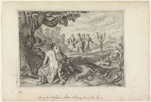 Apulus muuttuu oliivipuuksi Metamorphoses of Ovid (sarjan nimi) tekijältä Crispijn van de Passe (II) (workshop of)