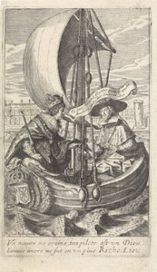 Kuningas Ludvig XIII ja kardinaali Richelieu proomussa tekijältä Crispijn van de Passe (II)