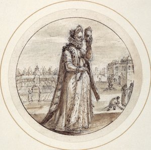 Helena naamiolla, 1600-luvun alku (kynä ja ruskea muste ruskealla pesulla)