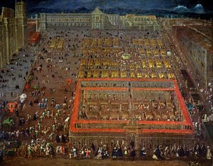 Mexico Cityn keskusaukio, 1695 tekijältä Cristobal de Villalpando