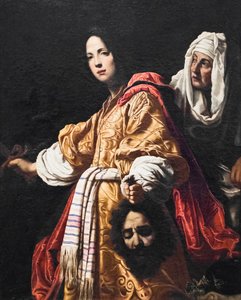 Judith Holofernesin pään kanssa (öljy kankaalle)