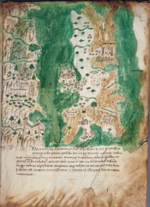 Korfun ja ympäröivän mantereen kartta, noin 1420 (Vellum).
