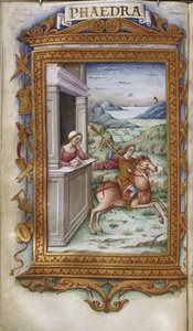 Phaedra katselee Hippolytuksen kuvitusta Ovidiuksen Heroideille, 1485-1499