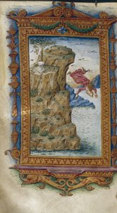 Sappho heittäytyy mereen Kuvitus Ovidiuksen sankareille, 1485-1499