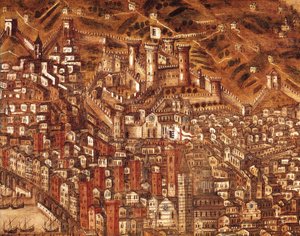 Näkymä Genovasta ja sen linnasta (yksityiskohta) 1597 (öljy kankaalle) tekijältä Cristoforo de Grassi