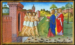Jeesus ja spitaaliset. Predisin Cristoforon miniatyyri - Uuden testamentin Historiassa tekijältä Cristoforo De Predis