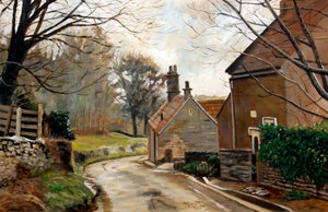 Sateen jälkeen, Cotswolds, 2010 (akryyli paperille)