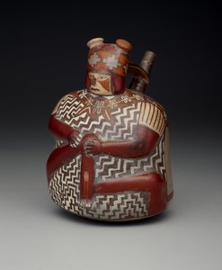 Alus, joka kuvaa haavoittunutta soturia, varhainen välikausi, Nazcan vaihe 7, n. 500–600 (keraaminen)