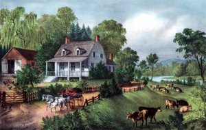 American Homestead kesällä, 1868 tekijältä Currier and Ives