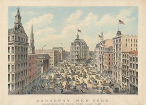 Broadway, New York: Western Union Telegraph -rakennuksesta katsoen pohjoiseen tekijältä Currier and Ives