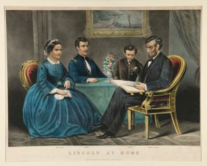 Lincoln kotona tekijältä Currier and Ives