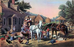 Valmistautuminen markkinoille, 1856. tekijältä Currier and Ives