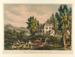Viljelijöiden koti - syksy tekijältä Currier and Ives