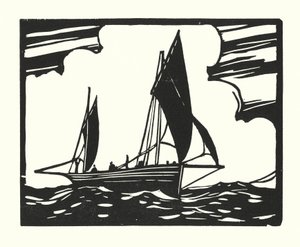 Kalastusveneet ja proomut: Brighton Clinker-Built Lugger (puupiirros).