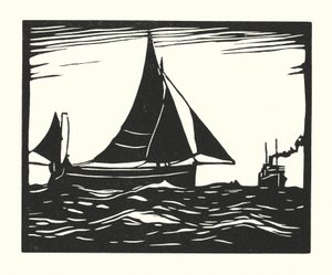 Kalastusveneet ja proomut: Plymouth Hooker (puupiirros).