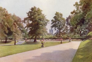 Katse kohti Westminsteriä, Marlborough House Garden (väri litho) tekijältä Cyril Ward