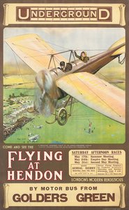 "Flying at Hendon", mainosjuliste, 1914