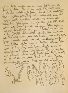 Franz Kafkan käsikirjoitus, noin 1910 (muste paperille). tekijältä Czech School