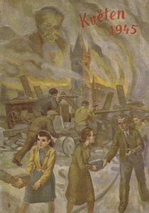 Ihmiset Prahassa auttamassa toisiaan ja taistelemassa toukokuussa 1945. tekijältä Czech School
