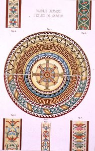 Rosette mosaiikki Kahrije Dzamissista, Vapahtajan kirkko, "Konstantinopolin kirkkoarkkitehtuuri", pub. Lehmann ja Wentzel Wienistä, n. 1870-80 (litho) tekijältä D. (after) Pulgher