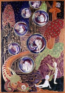 Wedgwood Fairyland -kiiltolaatta, n. 1917 (luuposliini) tekijältä Daisy Makeig Jones