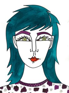 Shaggy Green Hair, 2024 (kynä ja maali paperille)