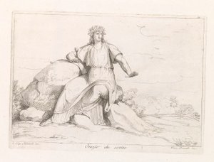 Horatius Horace, joka kirjoittaa (otsikko esineessä)