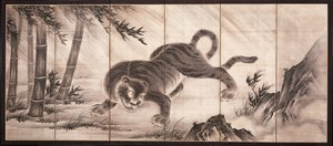 Tiger [vasemmalla parista Dragon and Tiger], 1500-luvun puoliväli (muste paperille) (katso myös 6114494) tekijältä Dōan Yamada