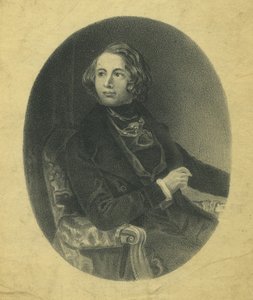 "Boz in Boston, A Quick Step" - Nuotit muotokuva (litho) tekijältä Daniel Maclise