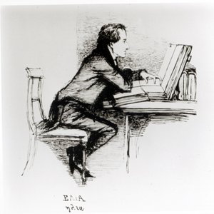 Muotokuva Charles Lambista (1775-1834) (kynä ja muste paperille) (m/v valokuva) tekijältä Daniel Maclise