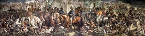 Wellingtonin ja Blucherin tapaaminen Waterloon taistelun jälkeen tekijältä Daniel (1806 70) Maclise