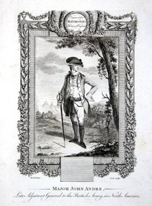 Majuri John Andre, Britannian armeijan edesmennyt kenraaliadjutantti Pohjois-Amerikassa, kaiverrus Thomas Cook (1744-1818) n. 1785 (kaiverrus)