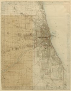 Chicagon suunnitelma, Chicago, Illinois, kaavio, joka näyttää kaupungin kasvun, 1909.