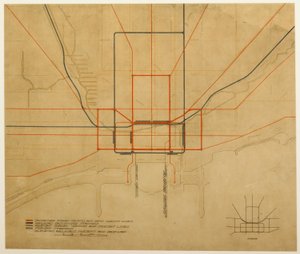 Kilpi 75 Chicagon suunnitelmasta, 1909: Chicago. Kaupunkikaavio, jossa näkyy koko järjestelmä...