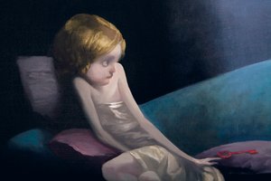 Nuori morsian ja kuolleet vaimot, yksityiskohta Charles Perraultin (1628-1703) Sinipartasta tekijältä Daniel Cacouault