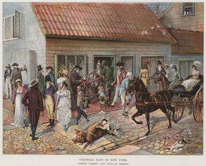 Colonial Days in New York (väri litho) tekijältä Daniel Carter  Beard