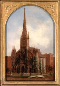 St. Paulin universalistinen kirkko ennen vuoden 1871 tulipaloa, noin 1872 tekijältä Daniel Folger Bigelow