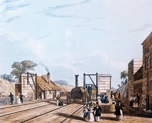 Liverpoolin ja Manchesterin rautatie: Parkside, 1831 (akvatintti).