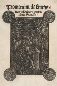 Fransiskaani, Pelbart Temesvarista, opiskelee puutarhassa Schr. 2876, 1502. tekijältä Daniel Hopfer.