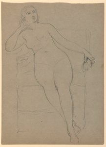 Piirustus, Naisalaston istuva nainen, 1870-80 tekijältä Daniel Huntington