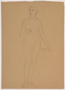 Piirustus, Naisalaston seisova nainen, 1850-60 tekijältä Daniel Huntington