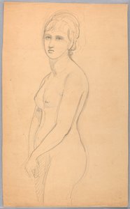 Piirustus, Naisalaston seisova nainen, 1860-70 tekijältä Daniel Huntington