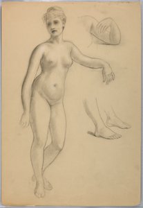Piirros, Naisalaston seisova nainen, syyskuu, 1860-70 tekijältä Daniel Huntington