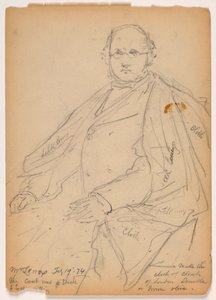 Piirros, James Lenox istumassa, 19. helmikuuta 1874. tekijältä Daniel Huntington