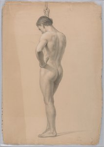 Piirros, miespuolinen alaston seisova, marraskuu 1866 tekijältä Daniel Huntington