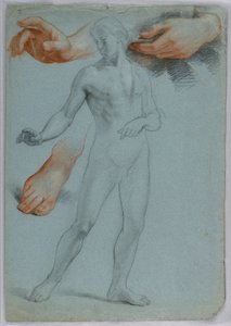 Piirros, miespuolinen alaston seisova, erillinen, 1858 tekijältä Daniel Huntington