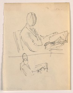 Piirros, Mies istuu kirjan kanssa, 1879-86 tekijältä Daniel Huntington